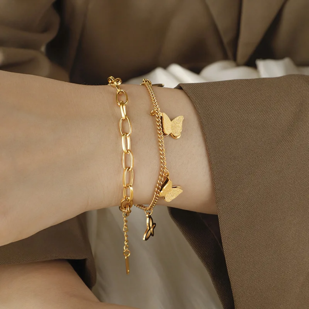 Butterfly double-layered bracelet