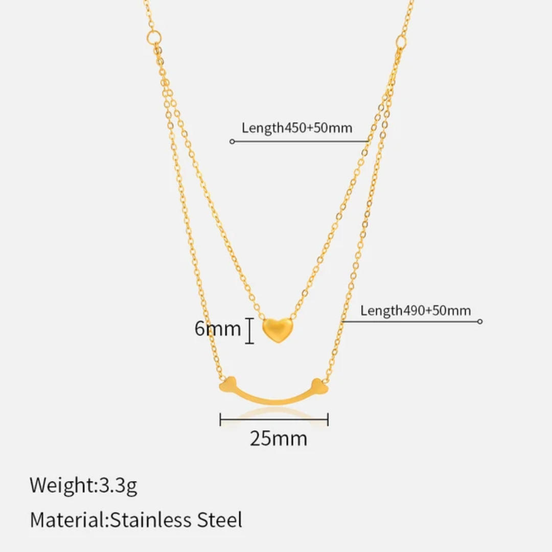 Smiley double-layered necklace