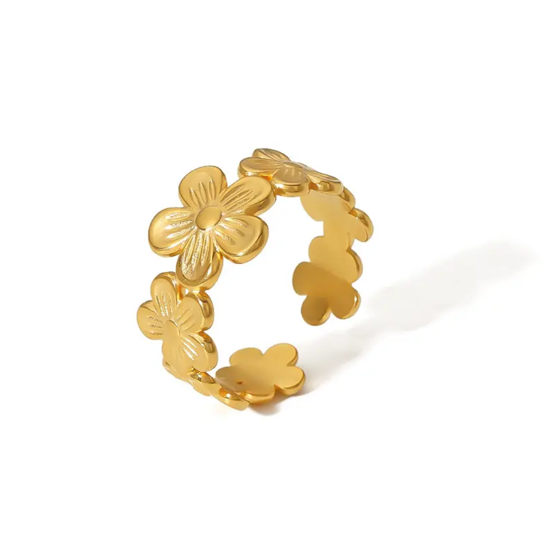 Amber floral open ring