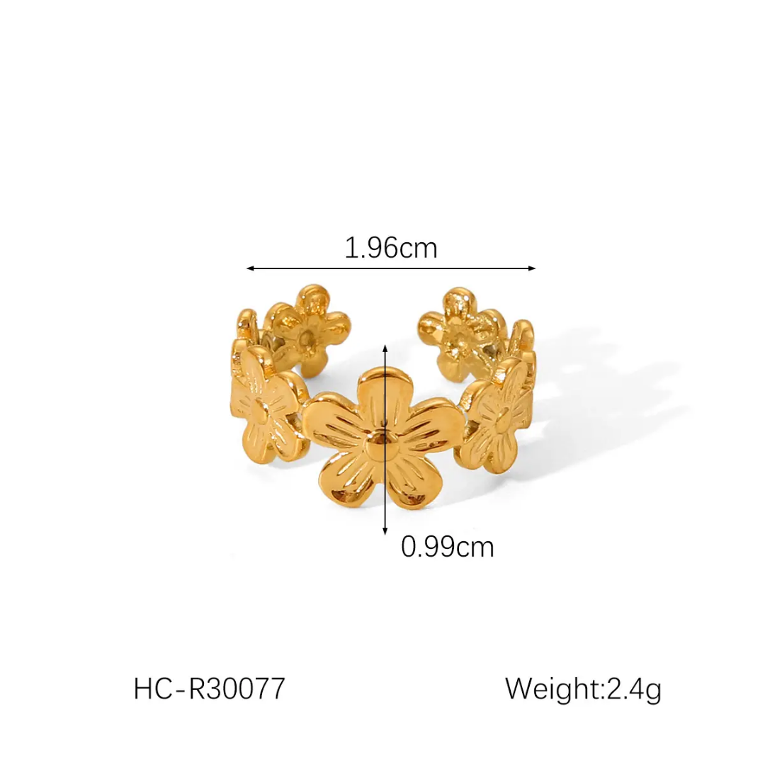 Amber floral open ring