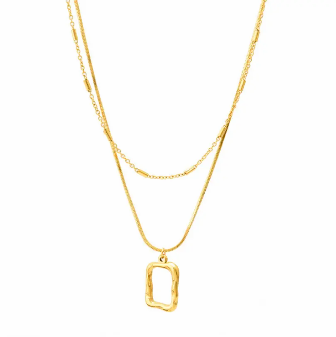 Square double layer necklace