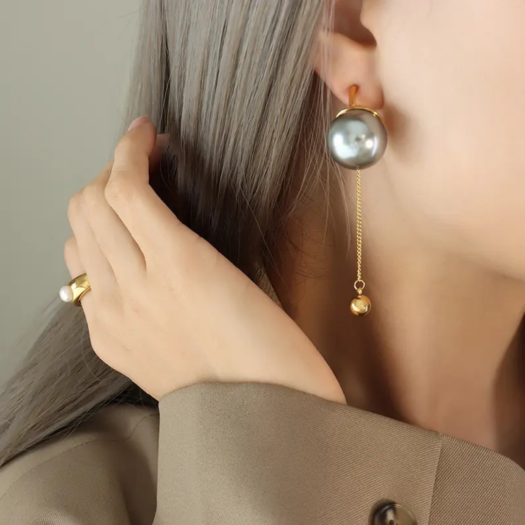 Moonstone pearl earrings