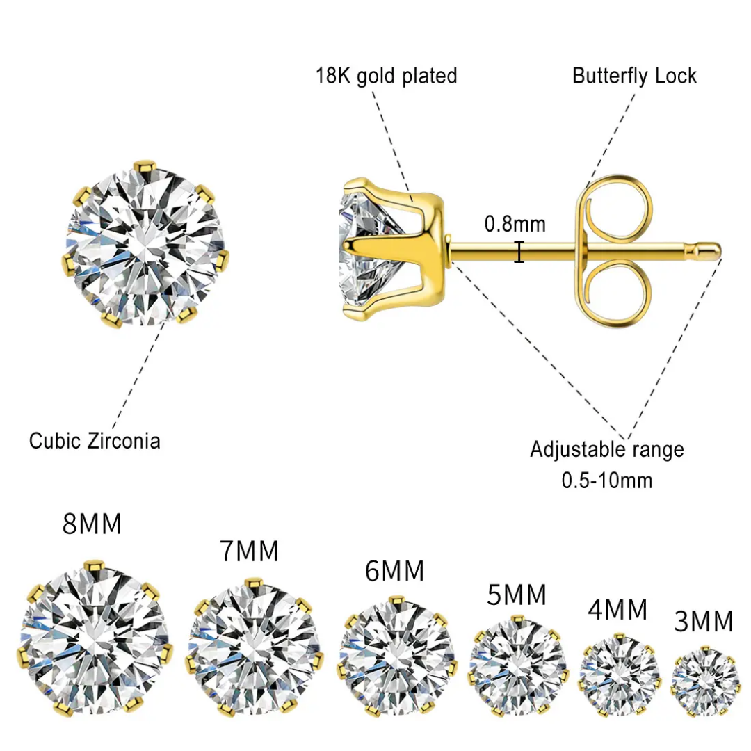 Zircon solitaire studs