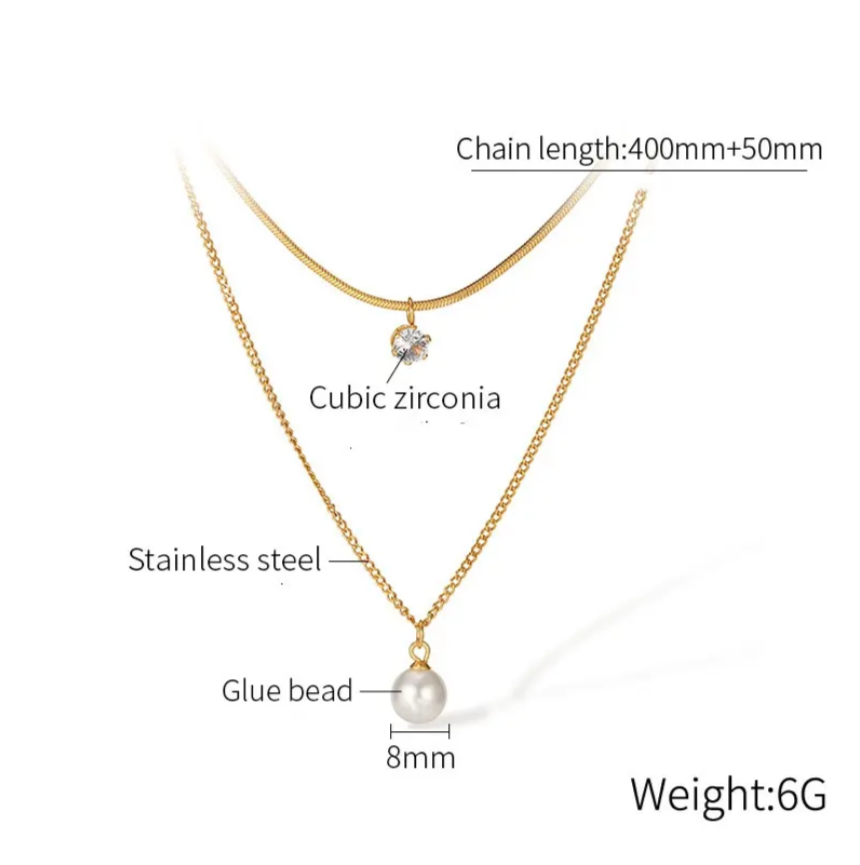 Double layered zircon necklace