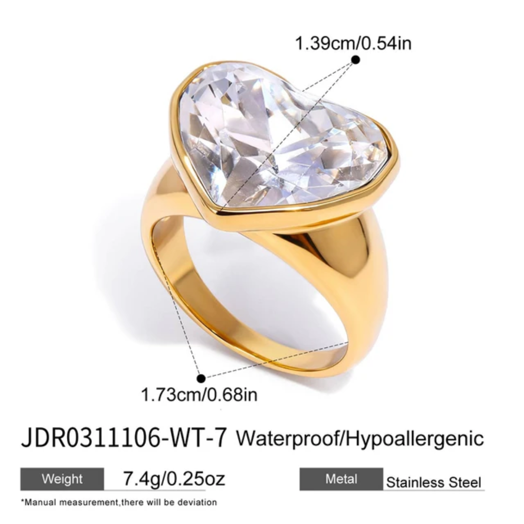 Sparkling Zircon Heart Ring