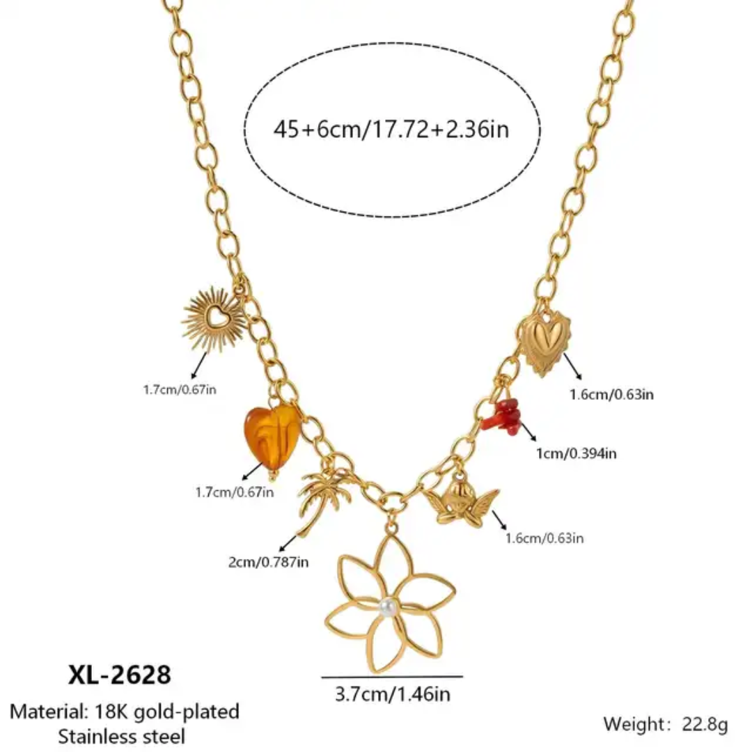 Tropical Bloom Charm Necklace