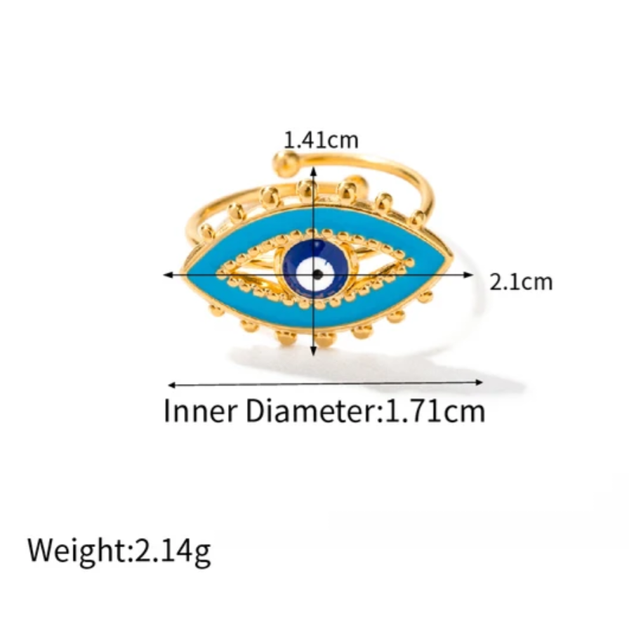 Blue Enamel Evil Eye Ring