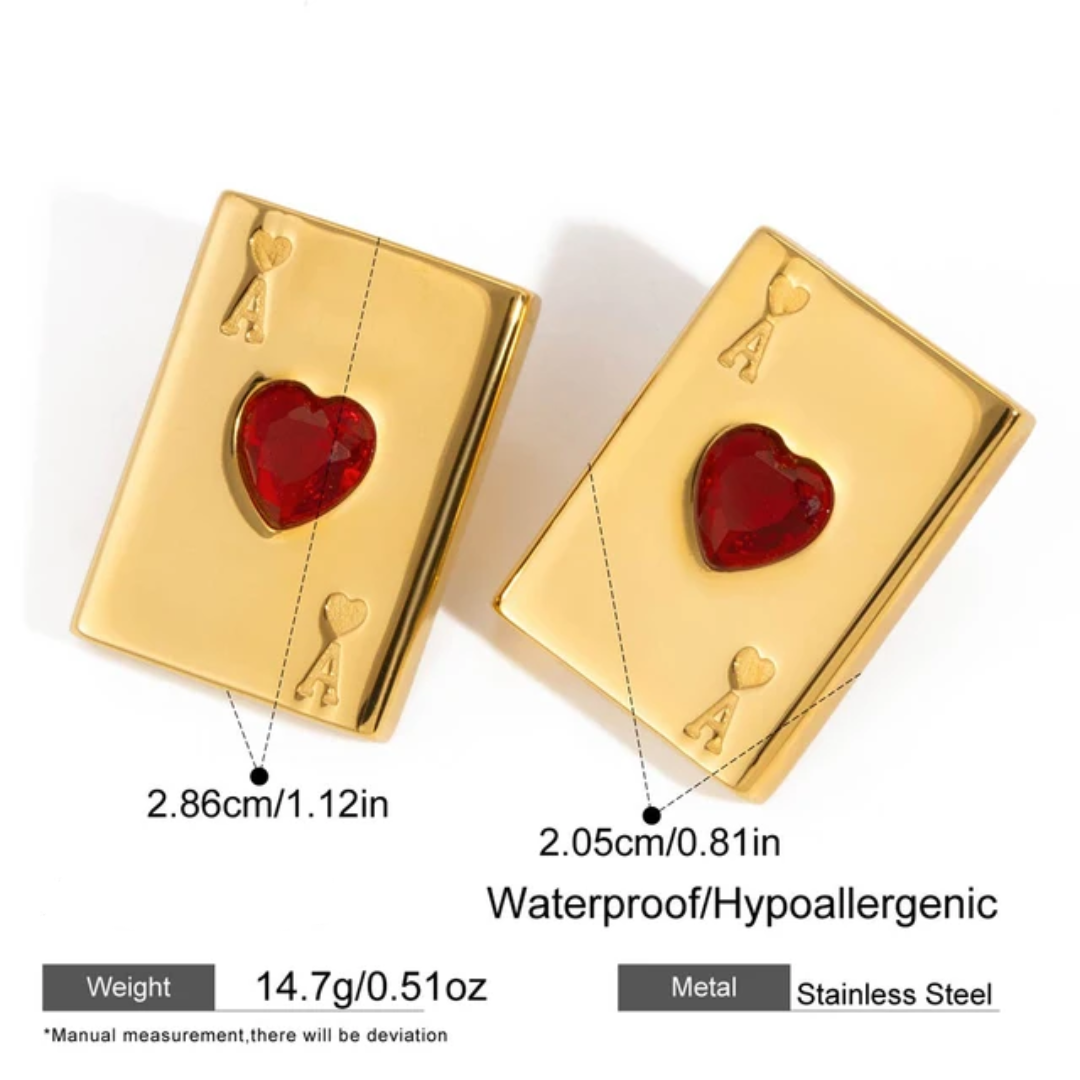 Red Poker Statement Earrings