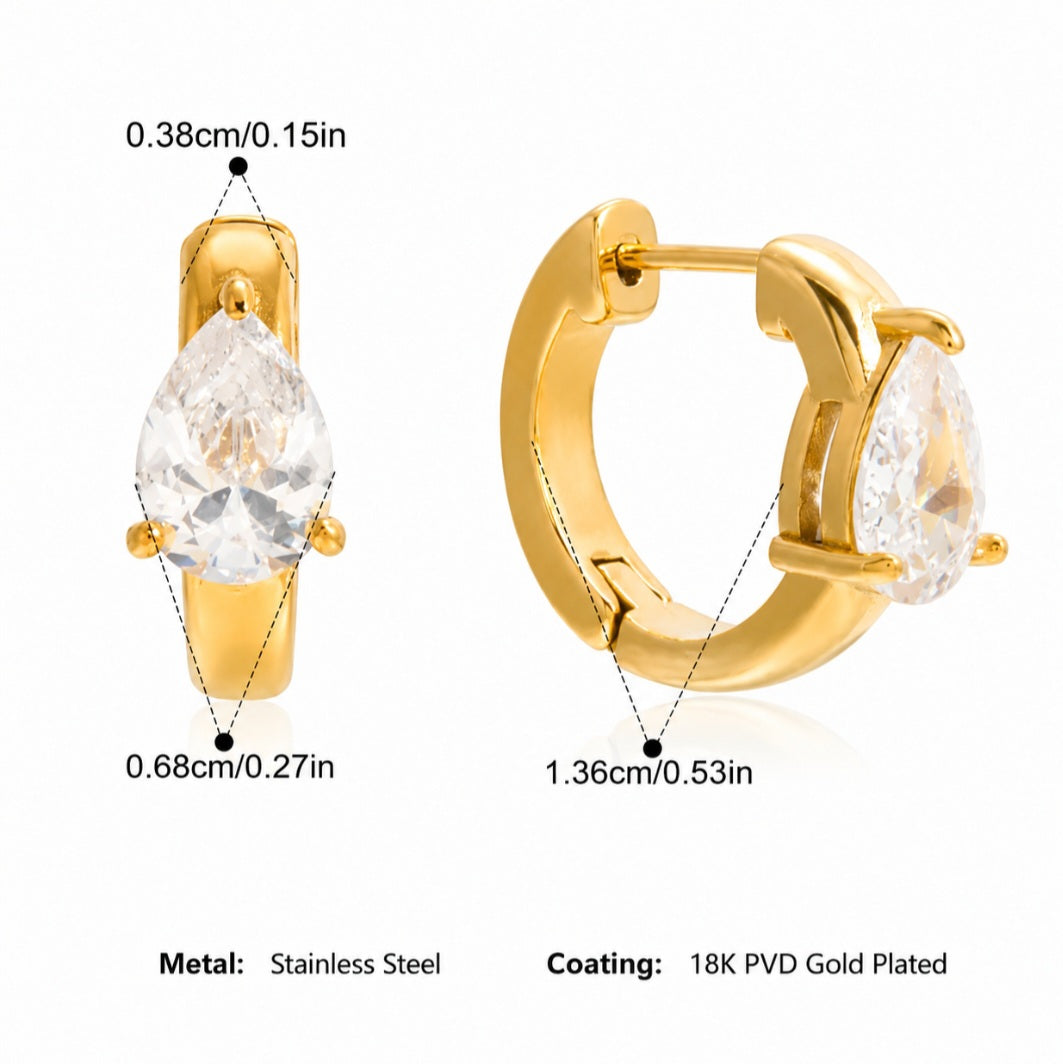 Zircon Solitaire Huggie Earrings