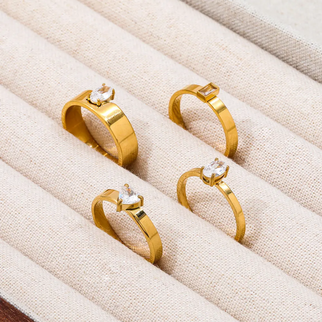 Solitaire Rings – Gold-Plated Stainless-Steel Jewelry | TISA