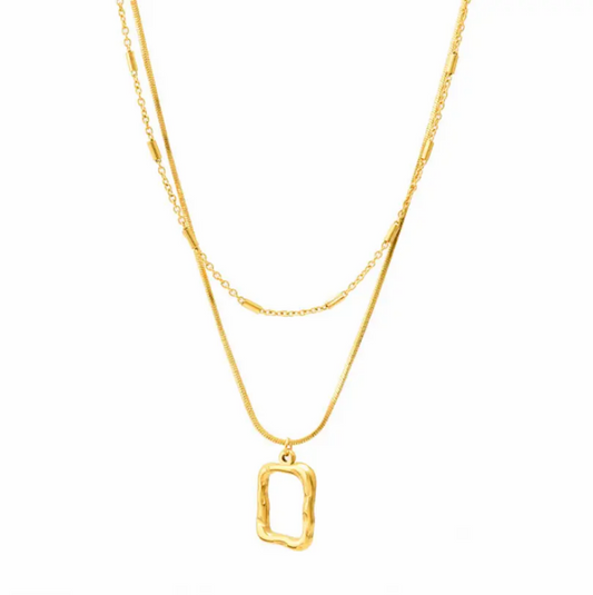 Square double layer necklace