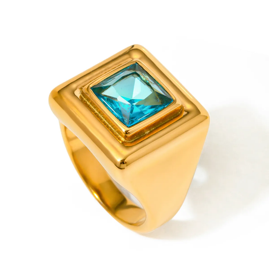 Elsa square turquoise ring