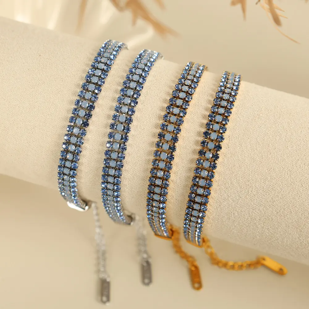 Blue Rhinestone Chain Bracelet