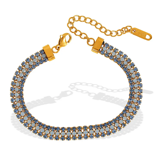 Blue Rhinestone Chain Bracelet