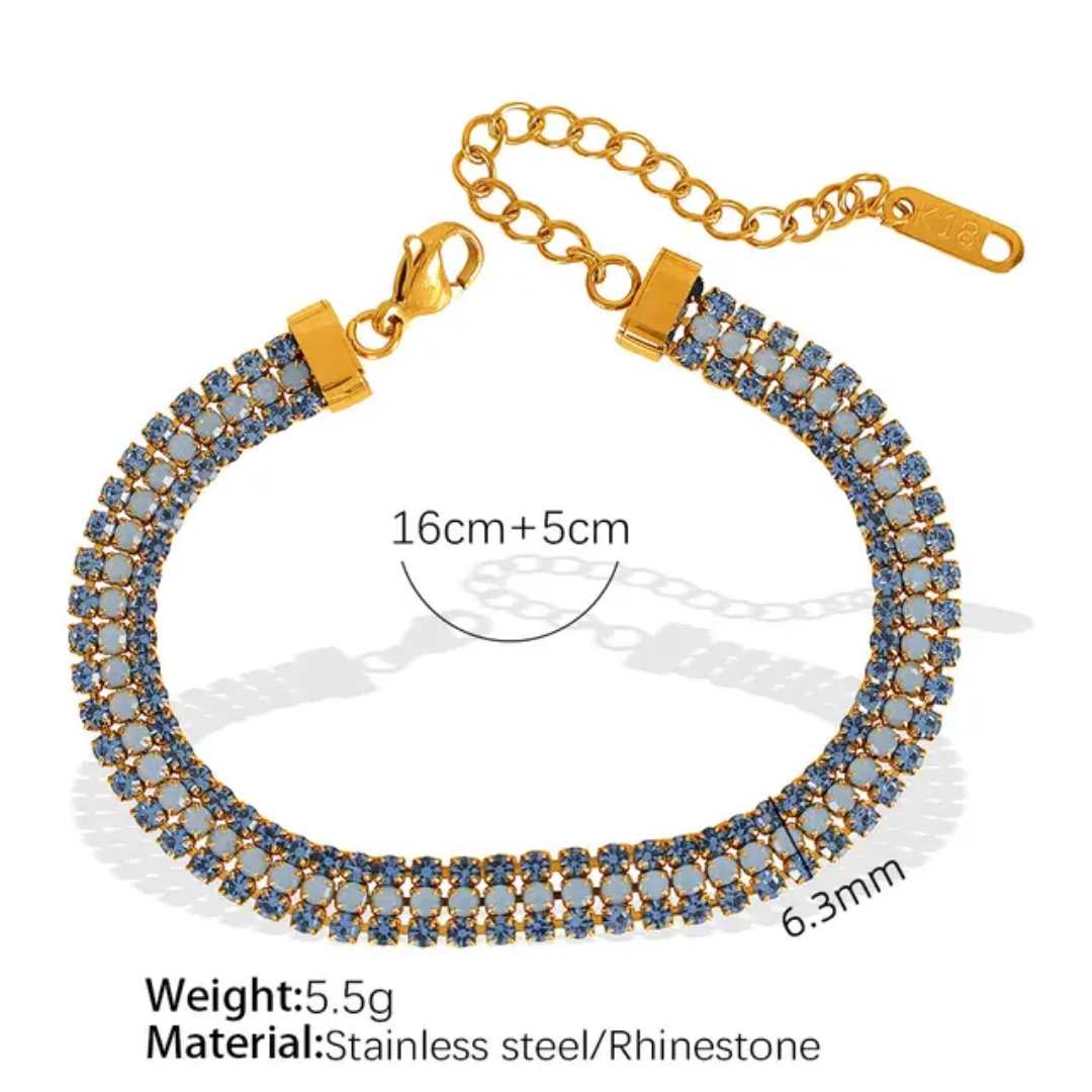 Blue Rhinestone Chain Bracelet