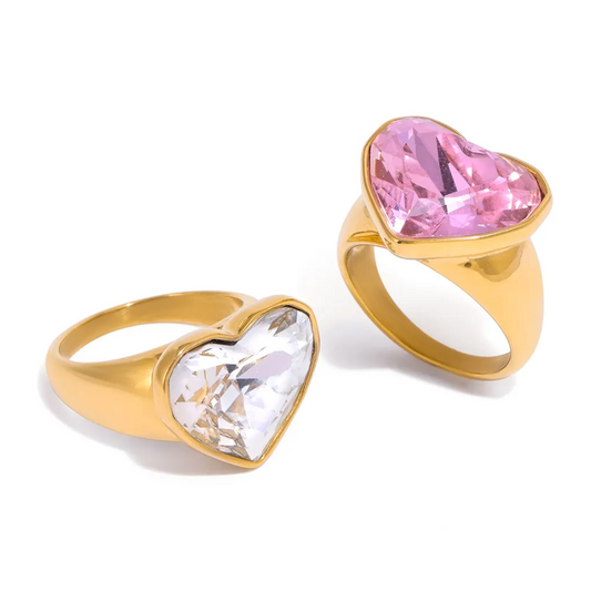 Sparkling Zircon Heart Ring