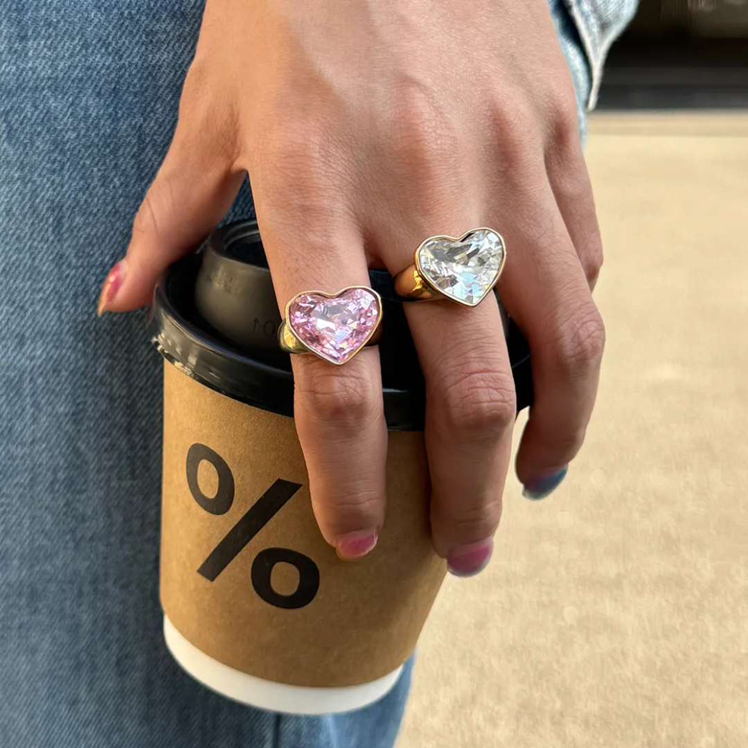 Sparkling Zircon Heart Ring