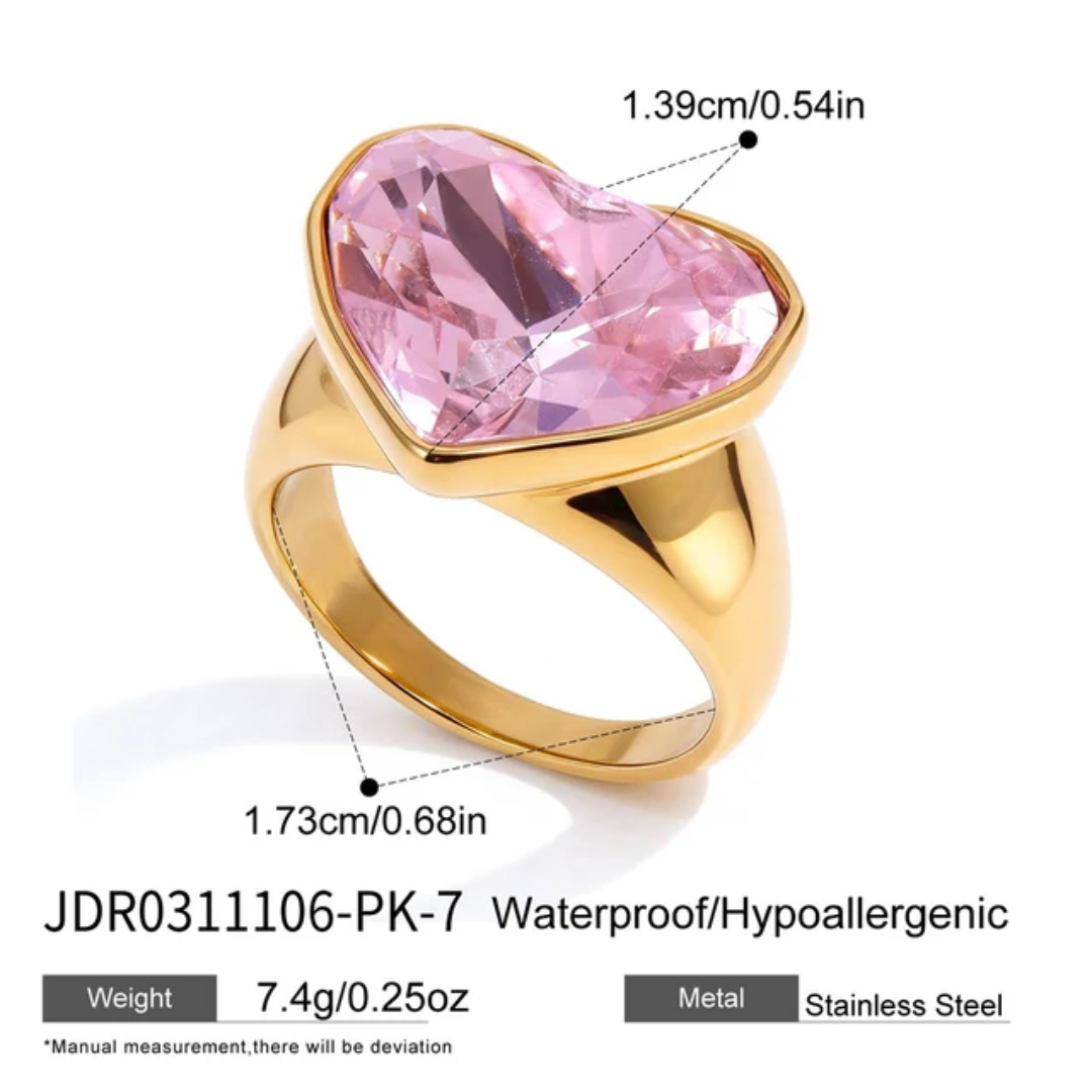 Sparkling Zircon Heart Ring