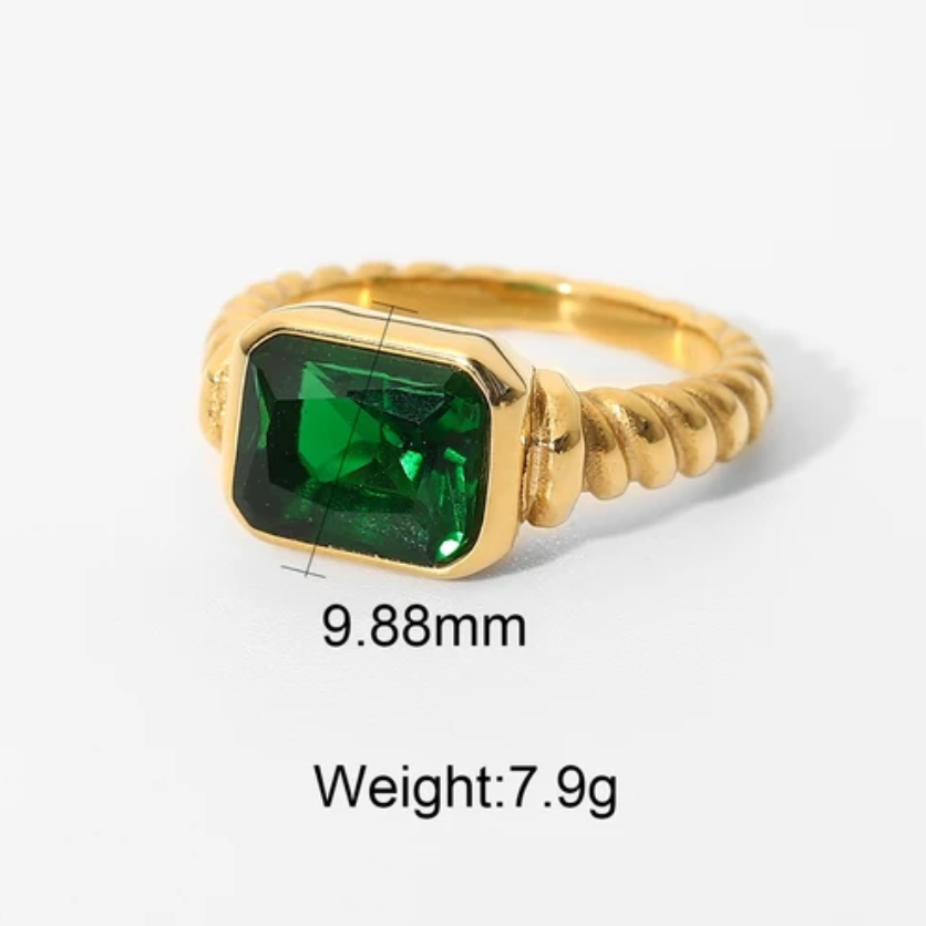 Emerald Croissant Ring