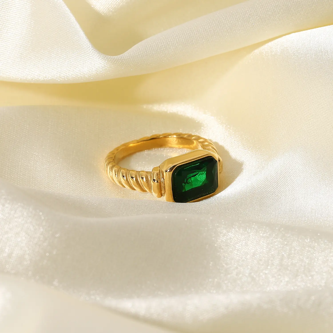 Emerald Croissant Ring