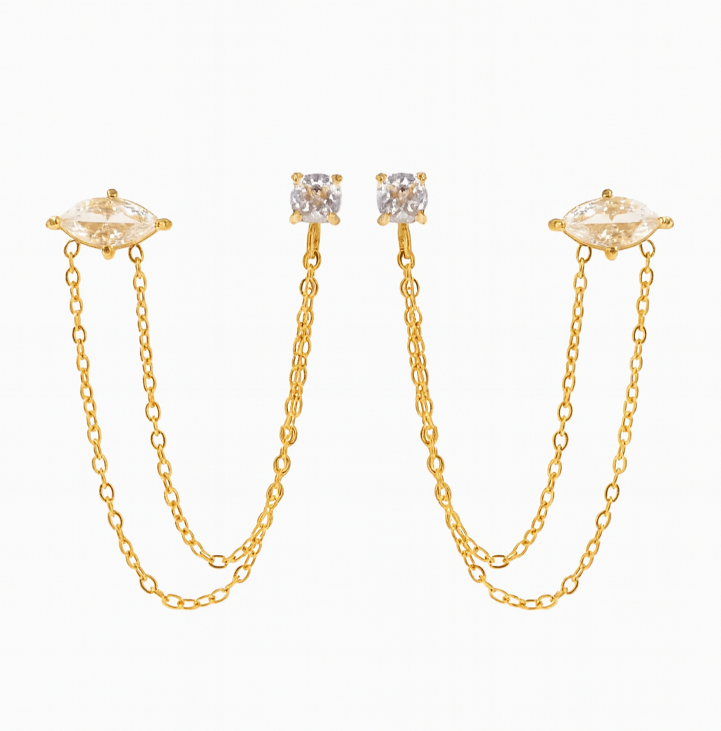 The Twin Link Chain Earrings