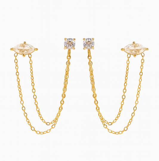 The Twin Link Chain Earrings