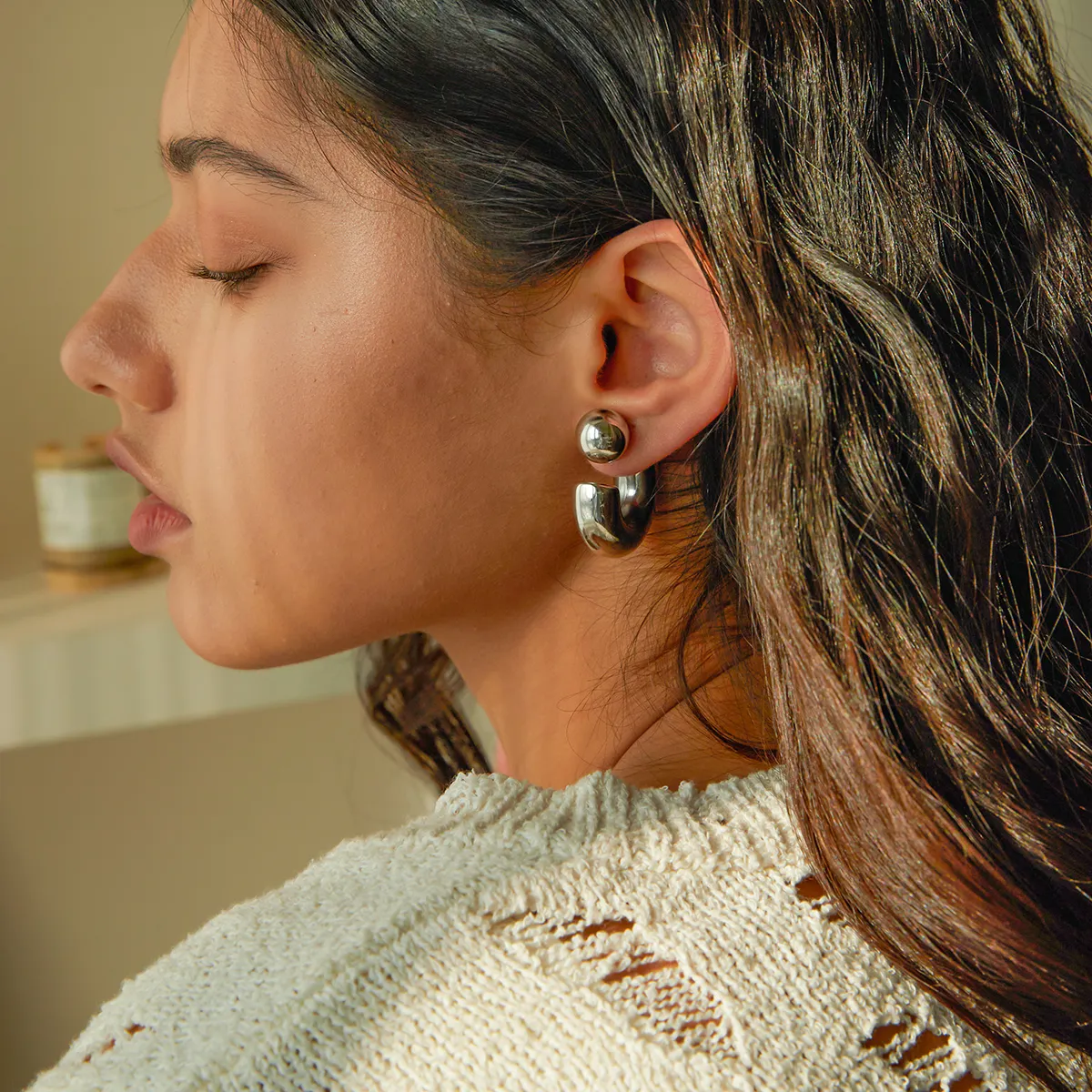 Ball Drop Hoop Earrings