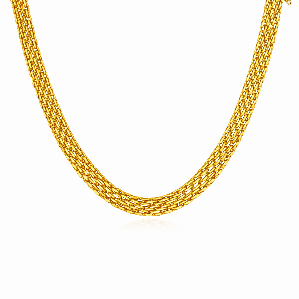 Double curb 18k gold plated chain necklace on a white background