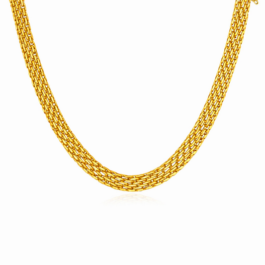 Double curb 18k gold plated chain necklace on a white background
