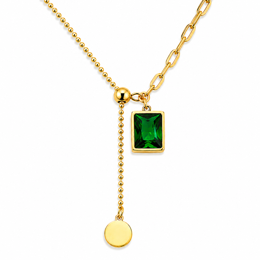 Emerald Asymmetry Pendant Necklace
