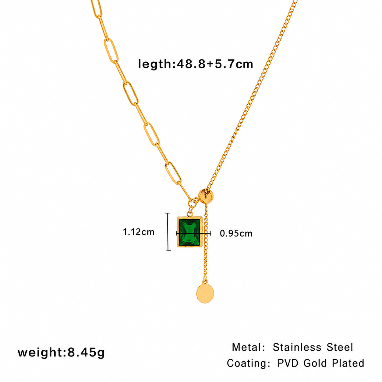 Emerald Asymmetry Pendant Necklace