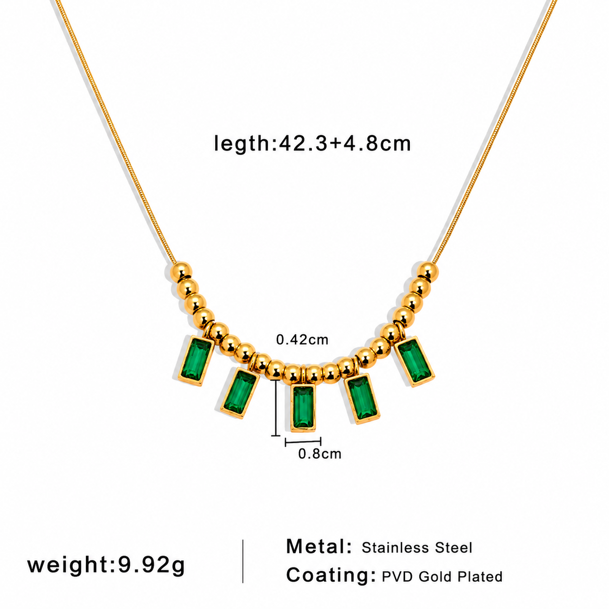 Emerald Cascade Charm Necklace