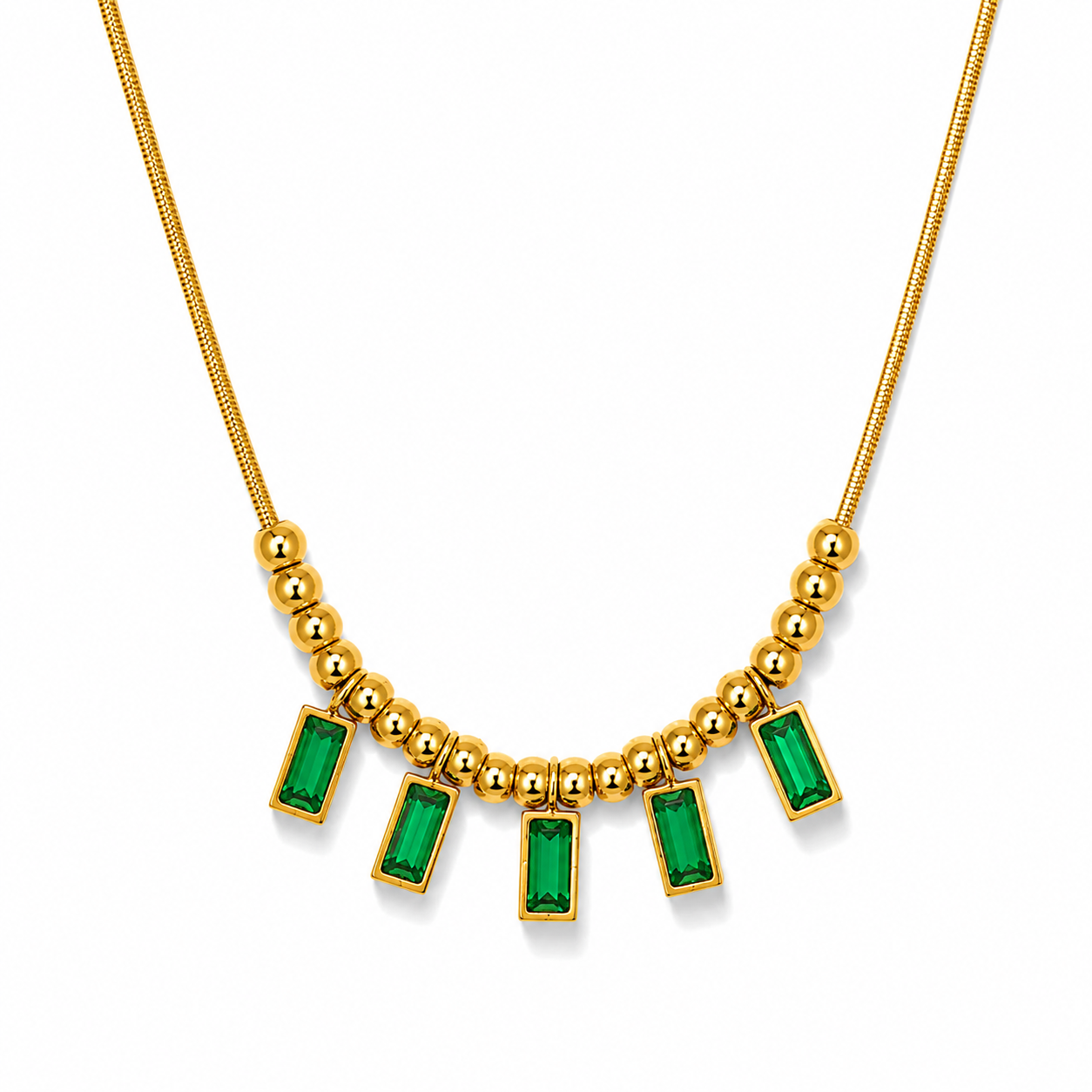 Emerald Cascade Charm Necklace