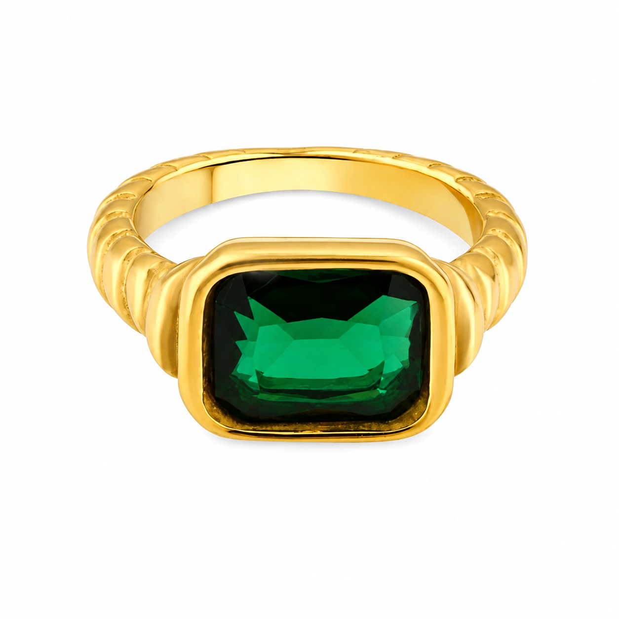 Emerald Croissant Ring