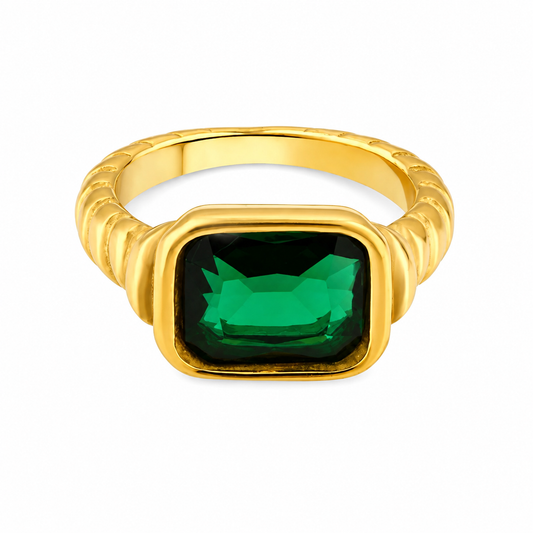 Emerald Croissant Ring