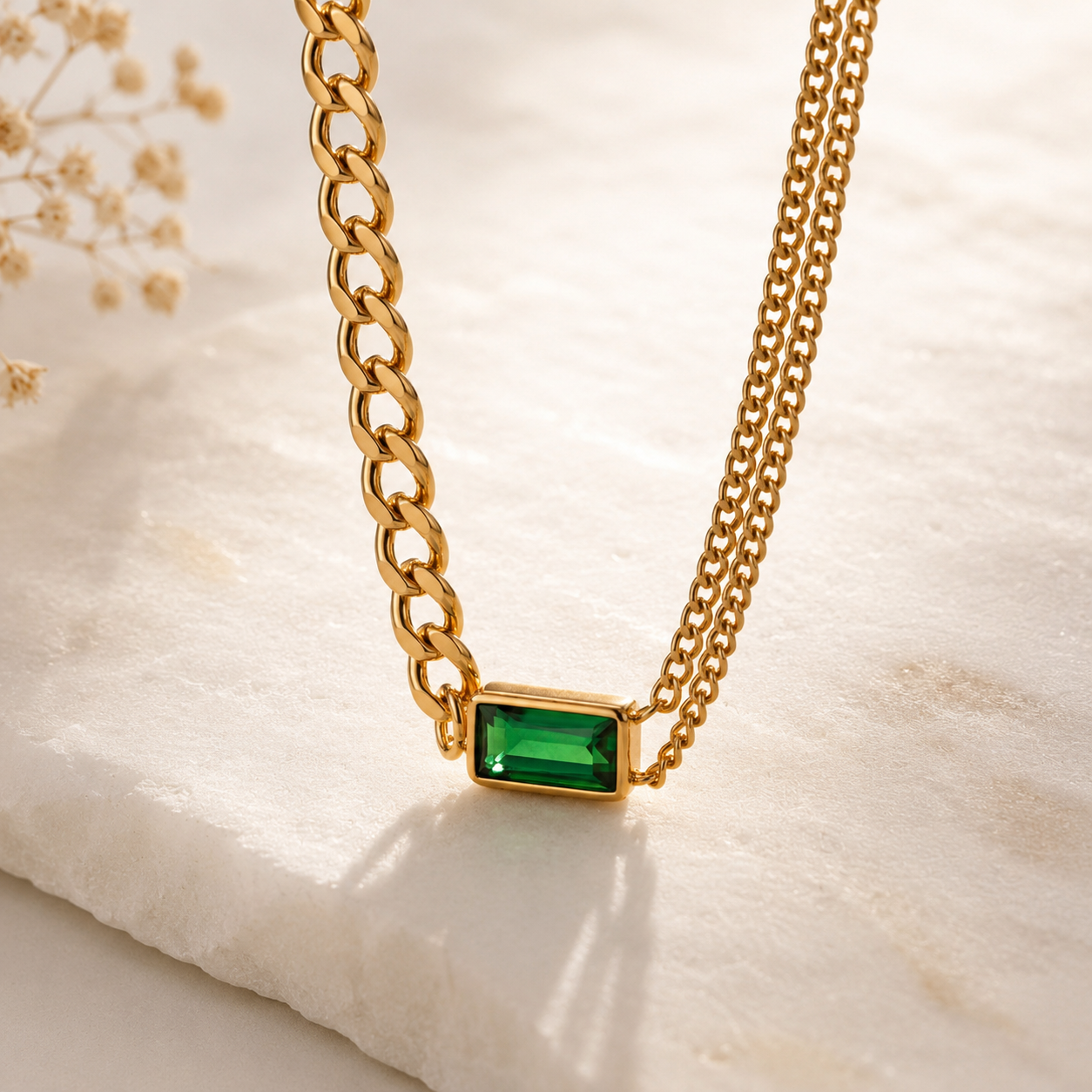 Emerald Fusion Chain Necklace