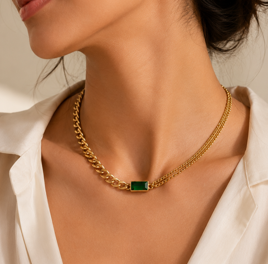 Emerald Fusion Chain Necklace
