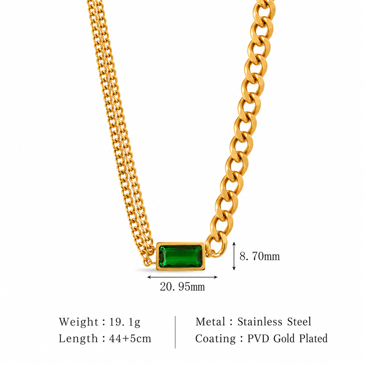 Emerald Fusion Chain Necklace