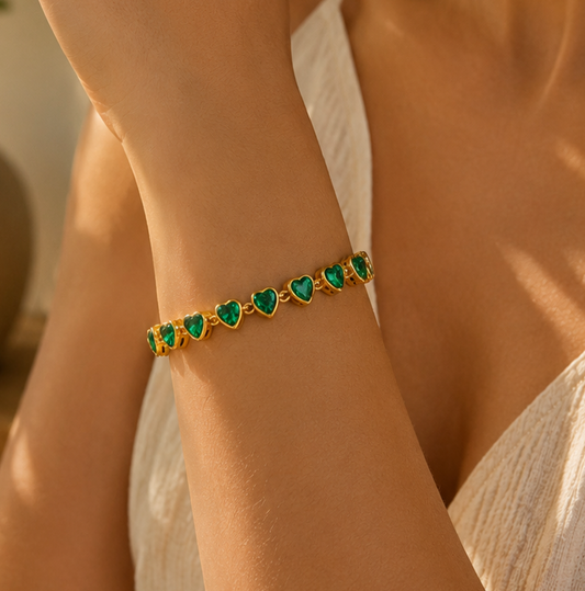 Emerald Heart Tennis Bracelet