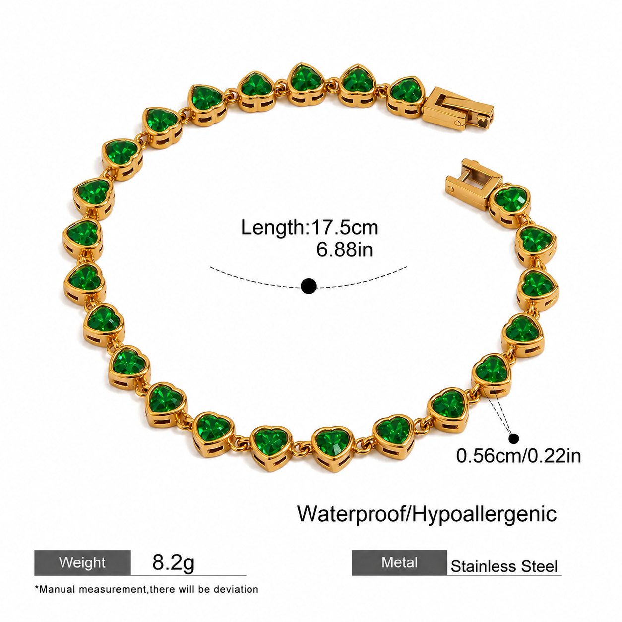 Emerald Heart Tennis Bracelet