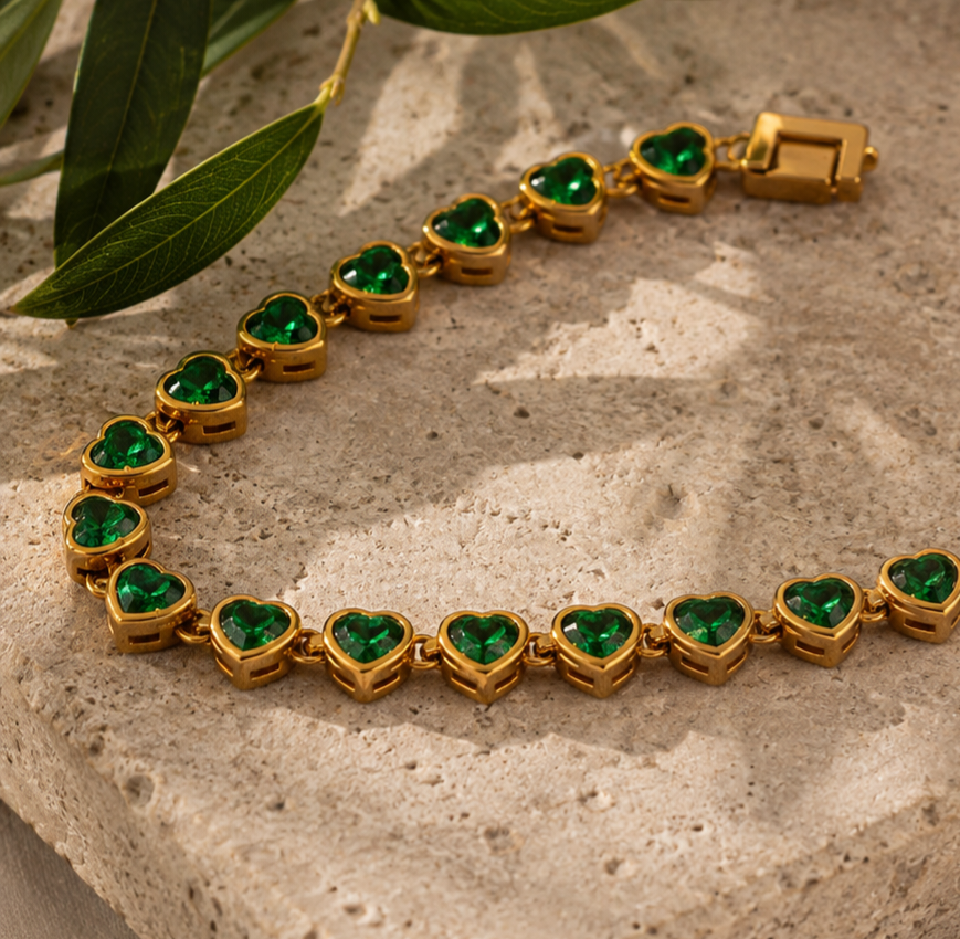 Emerald Heart Tennis Bracelet