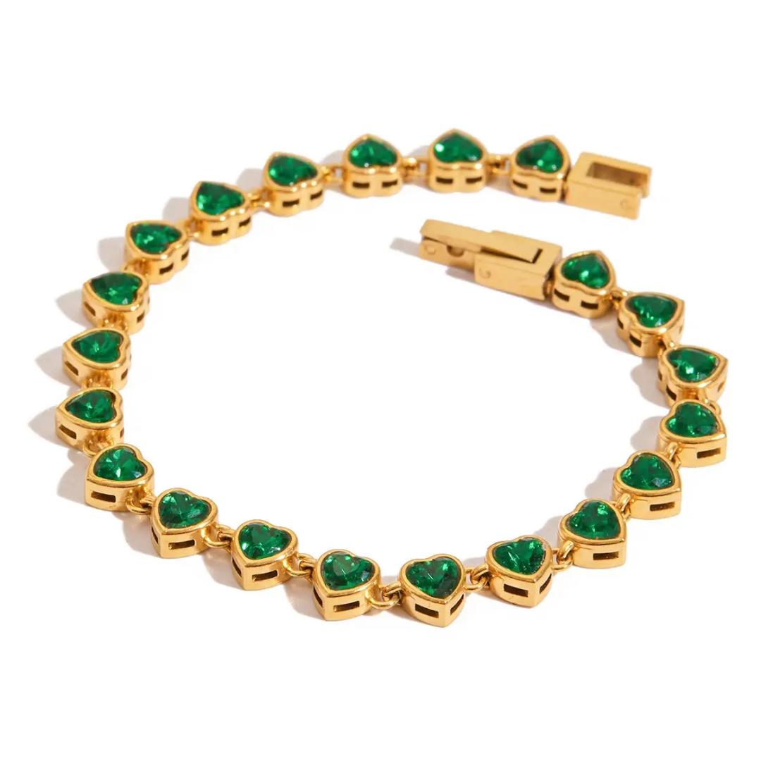 Emerald Heart Tennis Bracelet