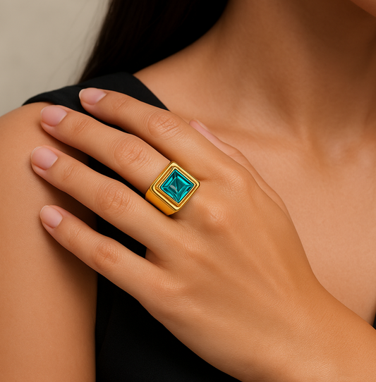 Elsa square turquoise ring