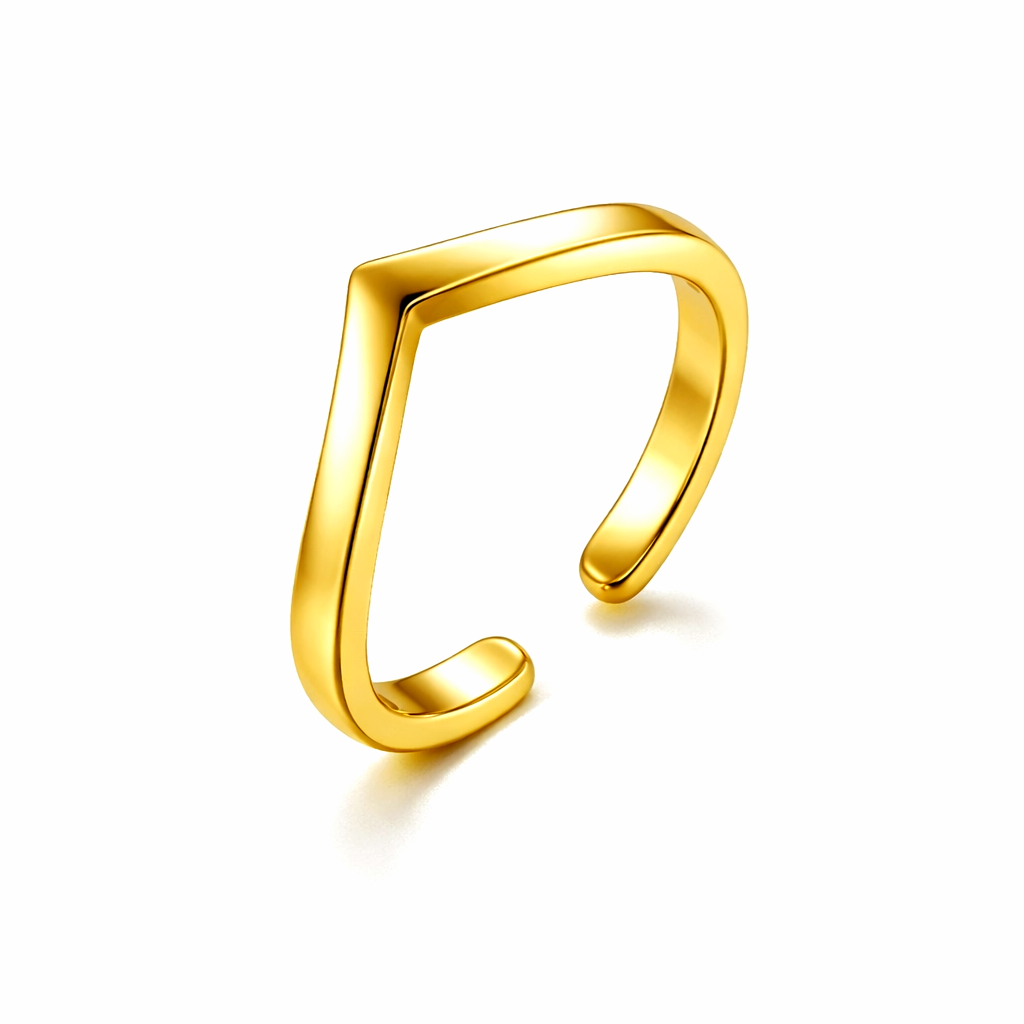 Minimalist 18k gold-plated open pinky-midi ring on a white background