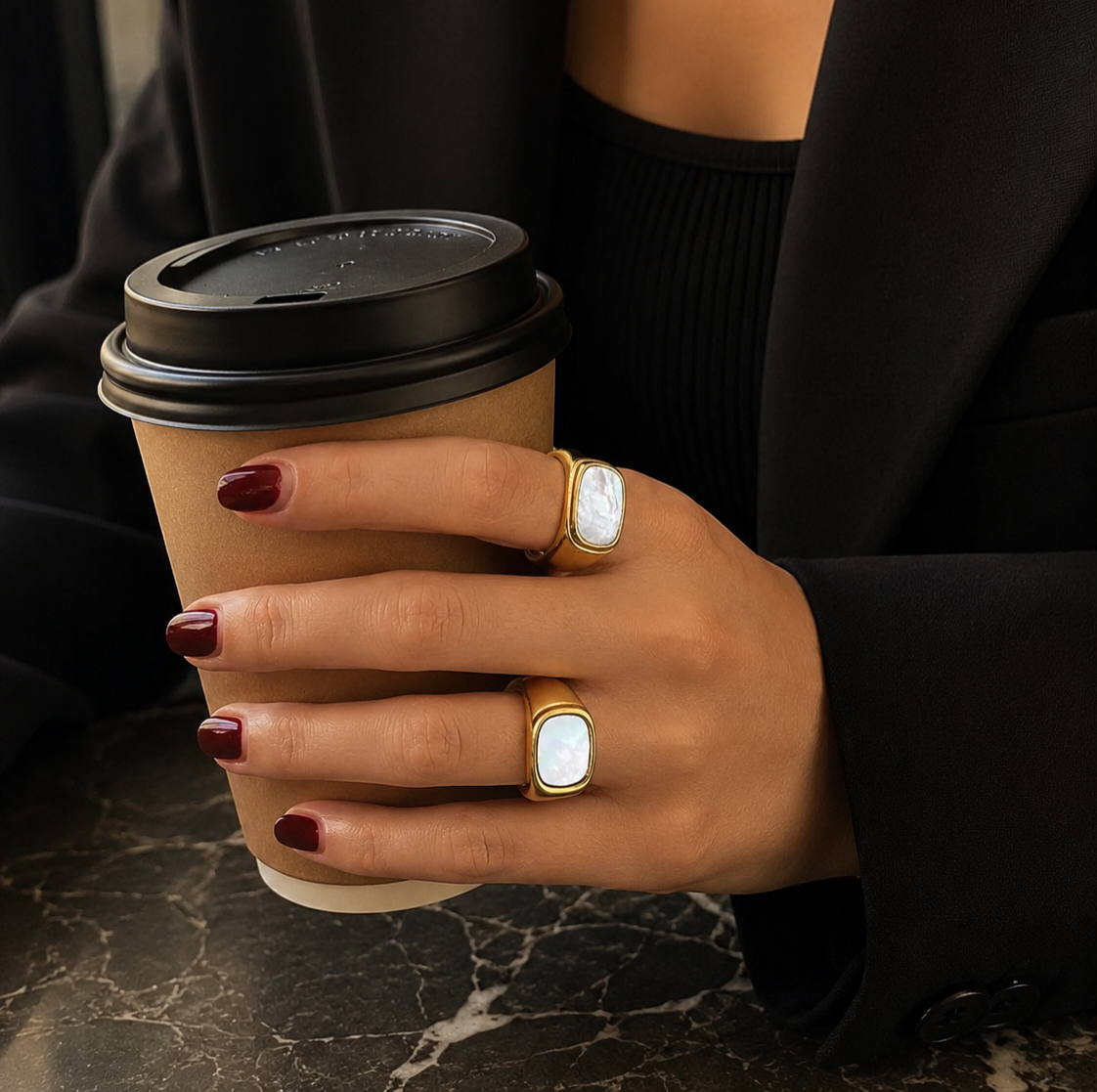 Mother of Pearl Signet Ring