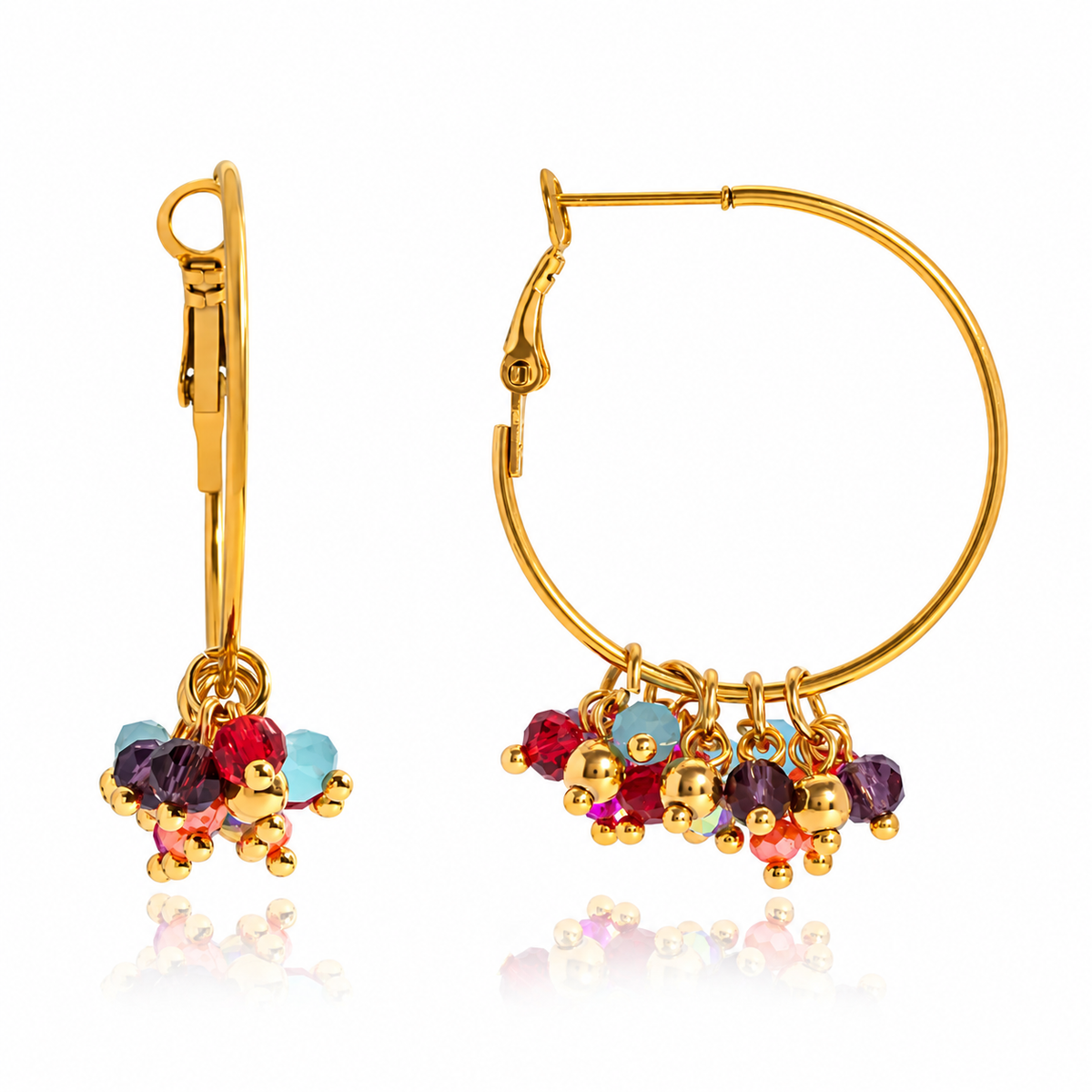 Multicolour Beaded Hoop Earrings