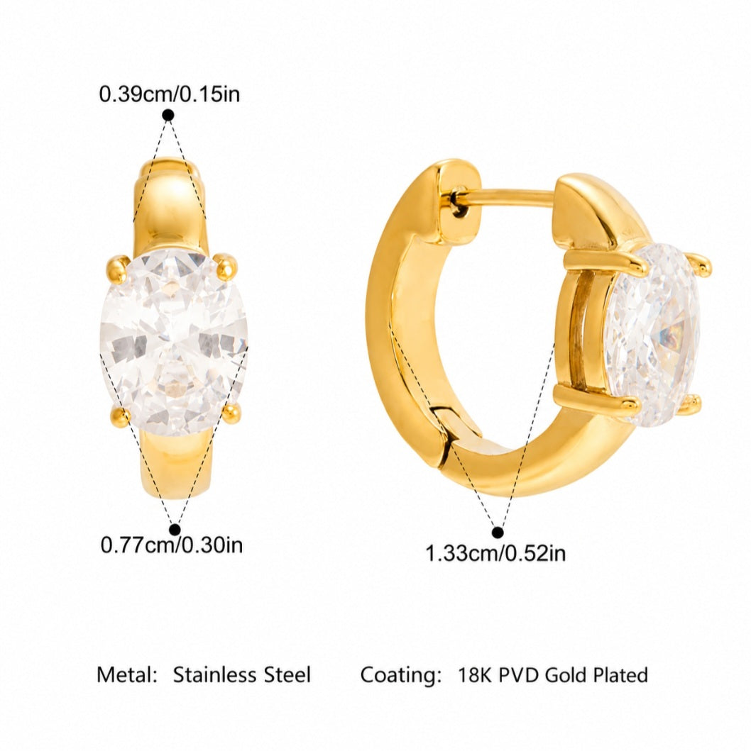 Zircon Solitaire Huggie Earrings