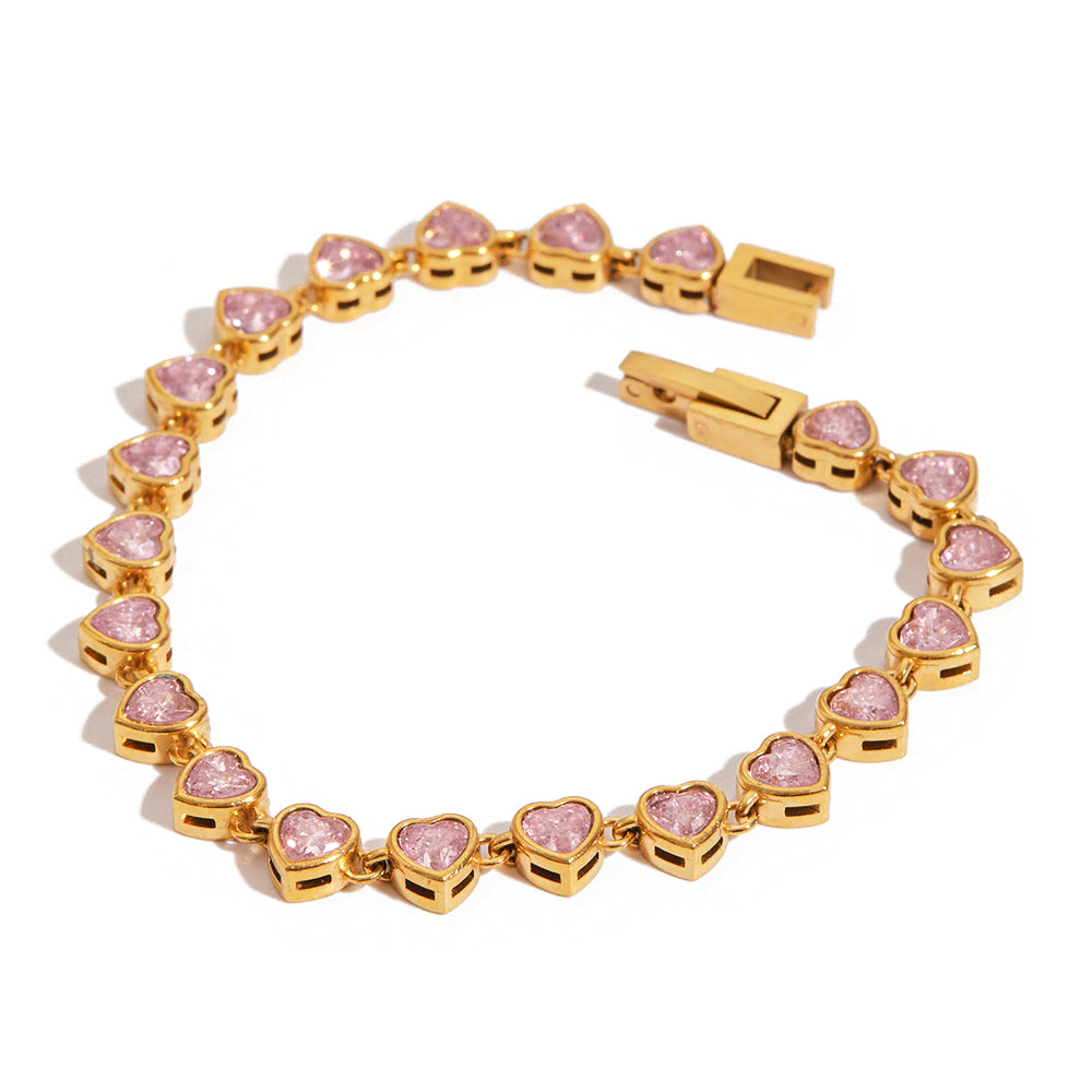 Pink Heart Tennis Bracelet