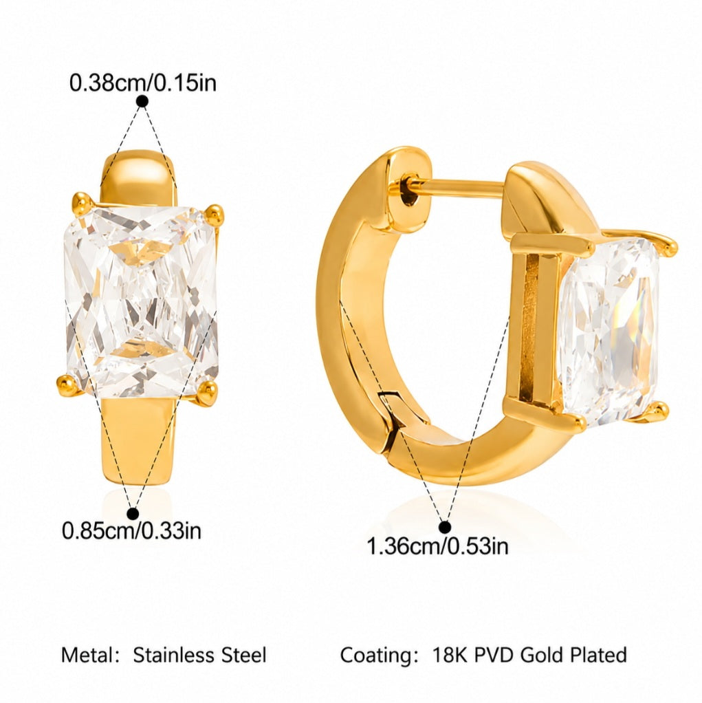 Zircon Solitaire Huggie Earrings