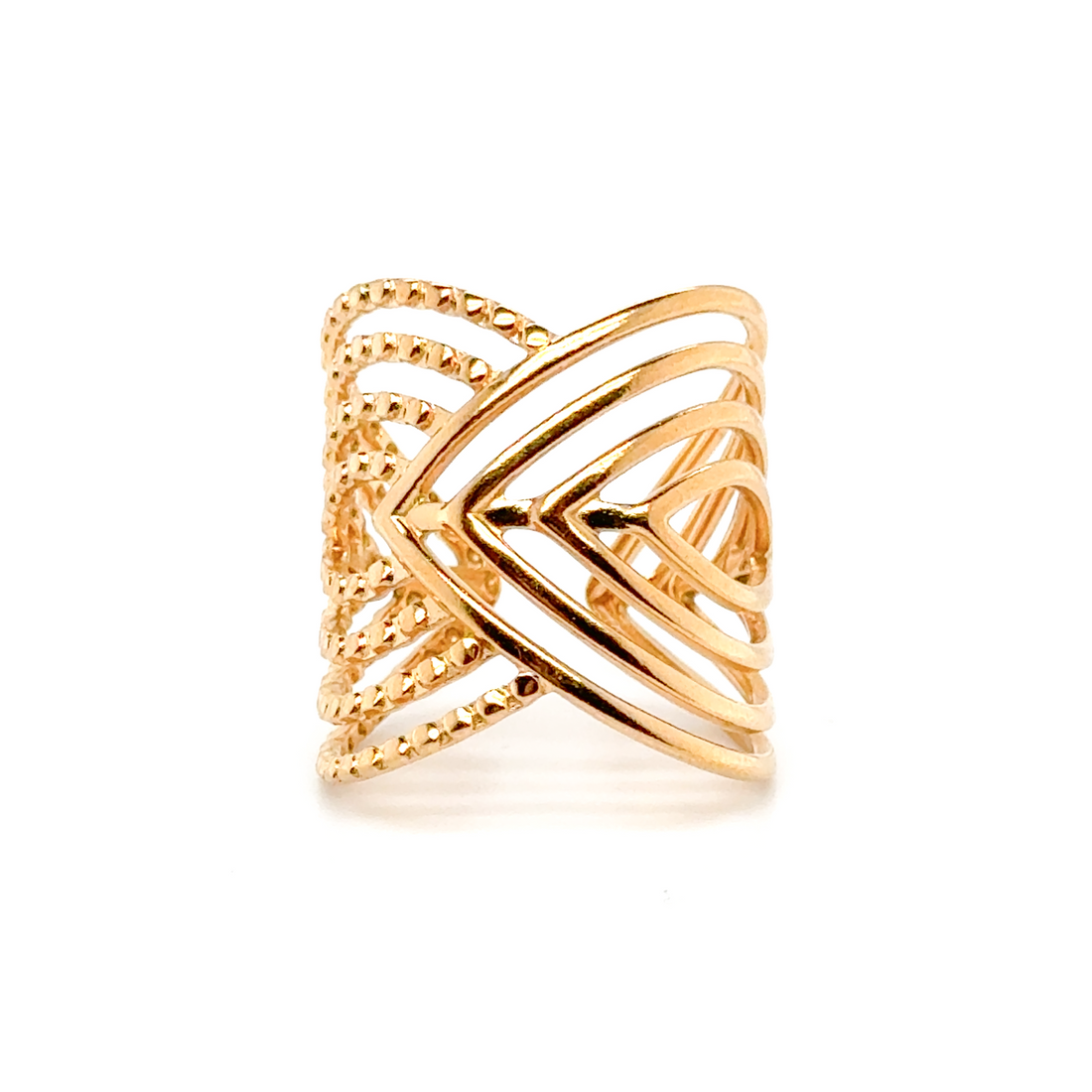 TISA Tidal Wrap Open Ring – 18k gold-plated stainless-steel waterproof non-tarnish hypoallergenic overlapping design ring.